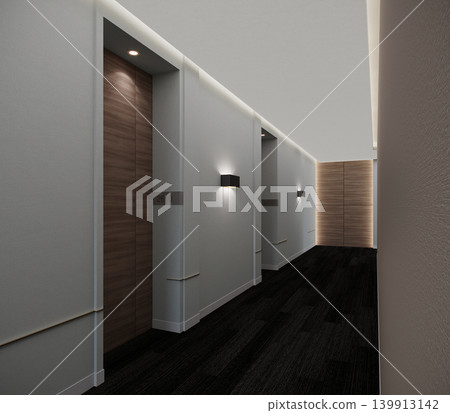 Luxury Apartment Hallway with Soft LED Lighting and Contemporary Interior Design 139913142
