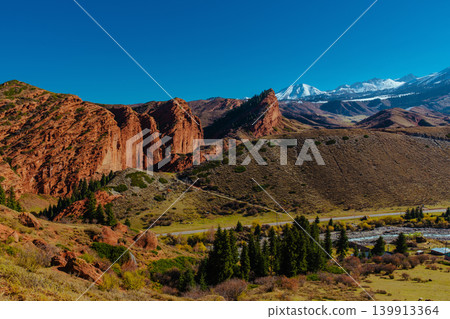 Valley in Jety-Oguz Gorge, Rocks of the Seven Bulls, Kyrgyzstan 139913364