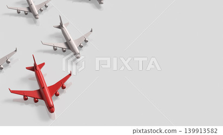 Red Leader Airplane In Minimal Formation 3d render. 139913582