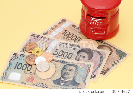 Piggy bank and money Piggy bank and money 139913697