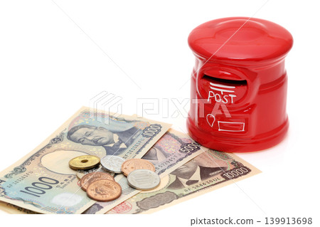 Piggy bank and money Piggy bank and money 139913698