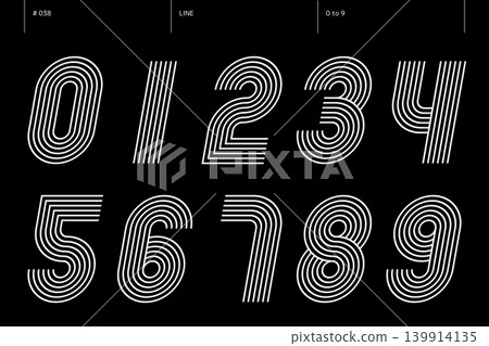 A set of numbers from 0 to 9 on a line_038 A set of numbers from 0 to 9 on a line_038 139914135