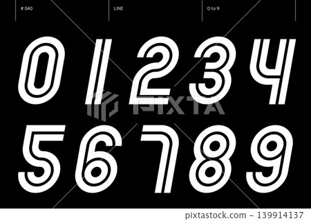 A set of numbers from 0 to 9 on a line_040 139914137