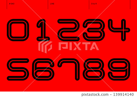 第 043 行上的一組 0 到 9 的數字 139914140