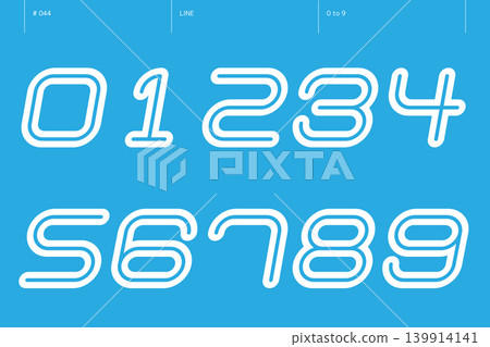 第 044 行上的一組 0 到 9 的數字 第 044 行上的一組 0 到 9 的數字 139914141