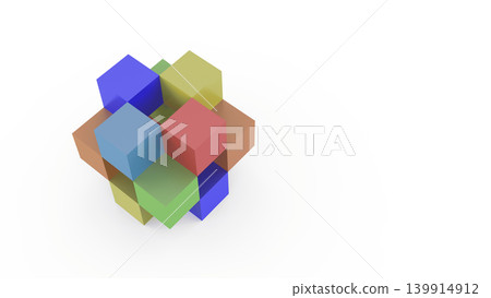 白色背景上的抽象彩色3D積木，象徵多樣性和建構性。推薦的簡報標題。 139914912