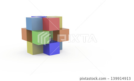 白色背景上的抽象彩色3D積木，象徵多樣性和建構性。推薦的簡報標題。 139914913