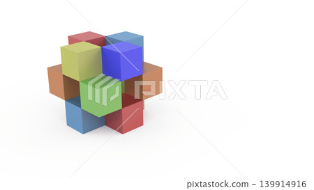 Abstract, colorful 3D blocks representing diversity and construction, on a white background. Recommended presentation title. Abstract, colorful 3D blocks representing diversity and construction, on a white background. Recommended presentation title. 139914916