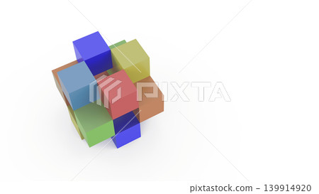 白色背景上的抽象彩色3D積木，象徵多樣性和建構性。推薦的簡報標題。 139914920