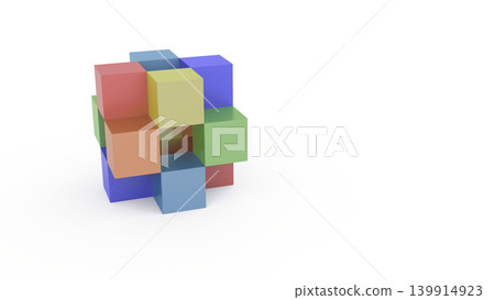Abstract, colorful 3D blocks representing diversity and construction, on a white background. Recommended presentation title. Abstract, colorful 3D blocks representing diversity and construction, on a white background. Recommended presentation title. 139914923