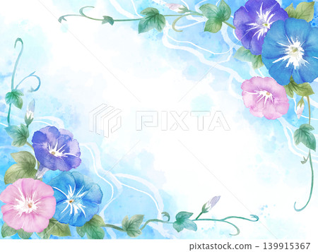 水彩牽牛花畫框 水彩牽牛花畫框 139915367