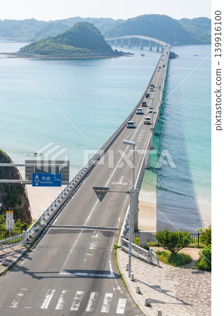 "Yamaguchi Prefecture" (May) [Tourist Destination] Tsunoshima Bridge as seen from Tsunoshima Observatory in Shimonoseki City, Yamaguchi Prefecture 139916100