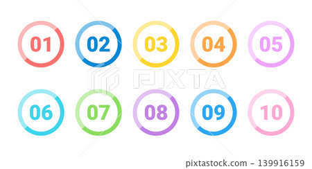 彩色圓形數字圖示集 彩色圓形數字圖示集 139916159
