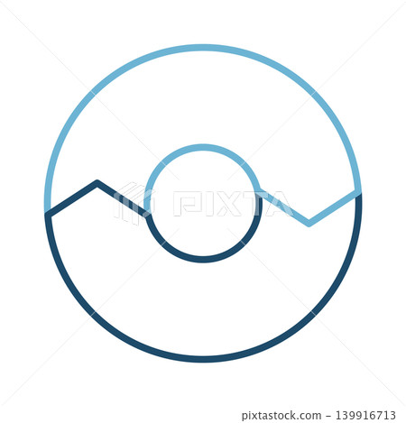 Vector illustration of a two-part circular chart cycle diagram with a blue outline and white fill. Vector illustration of a two-part circular chart cycle diagram with a blue outline and white fill. 139916713