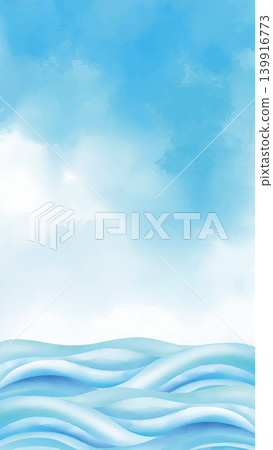 水彩風格的背景,藍天和流動的淺藍色波浪(16:9 寬高比) 水彩風格的背景,藍天和流動的淺藍色波浪(16:9 寬高比) 139916773