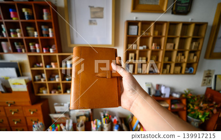 Leather notebook cover and stationery Leather notebook cover and stationery 139917215
