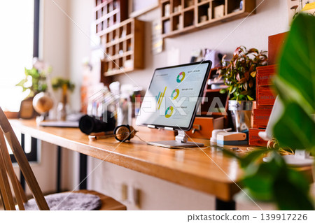 Tablet terminal on the counter Tablet terminal on the counter 139917226