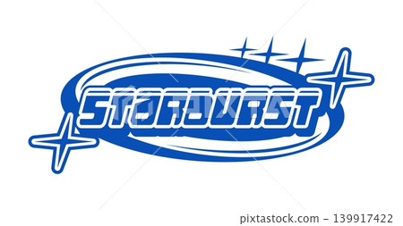Blue Y2K streetwear starburst icon or label. Apparel graphic vintage emblem, brand futuristic funky isolated vector print. Streetwear Y2K icon or clothing typography retro label element Blue Y2K streetwear starburst icon or label. Apparel graphic vintage emblem, brand futuristic funky isolated vector print. Streetwear Y2K icon or clothing typography retro label element 139917422