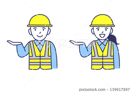 導引/介紹工人套裝(男女款) - 建築業、土木工程、工作示意圖 導引/介紹工人套裝(男女款) - 建築業、土木工程、工作示意圖 139917897