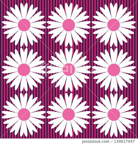 Floral pattern, stripe, navy, pink, white 139917947