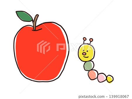Colorful and cute caterpillars and apples Colorful and cute caterpillars and apples 139918067