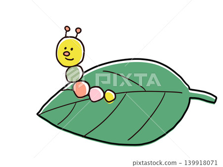 Leaf and colorful, cute caterpillar illustration Leaf and colorful, cute caterpillar illustration 139918071