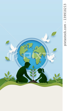 World Environment Day Paper Cut Illustration World Environment Day Paper Cut Illustration 139918213