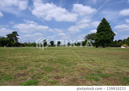 A landscape of a plaza and trees in Takaido Park, Suginami Ward. A landscape of a plaza and trees in Takaido Park, Suginami Ward. 139918231