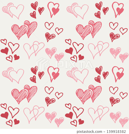 Seamless doodle hearts pattern hand drawn romantic love background Seamless doodle hearts pattern hand drawn romantic love background 139918382