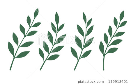 Green leafy branches illustration set collection Green leafy branches illustration set collection 139918401