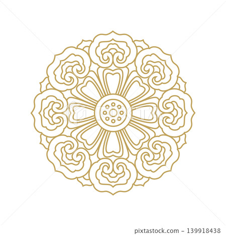 Gold mandala ornament floral decorative line art circle design Gold mandala ornament floral decorative line art circle design 139918438
