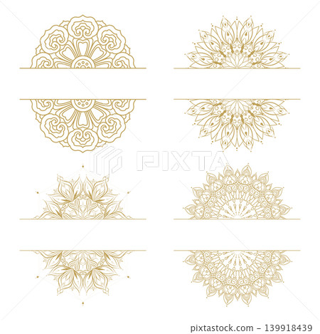 Gold mandala divider Set ornamental border Collection decorative line art element Gold mandala divider Set ornamental border Collection decorative line art element 139918439