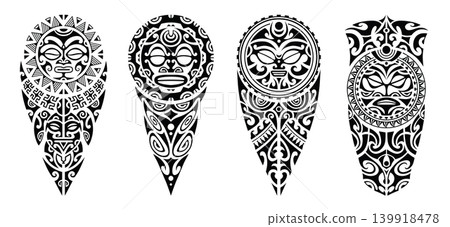 Polynesian Maori Tribal Tattoo Collection. Designs for Leg, Arm, Shoulder Polynesian Maori Tribal Tattoo Collection. Designs for Leg, Arm, Shoulder 139918478