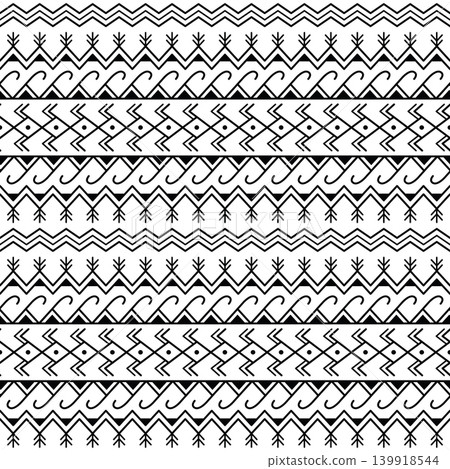 Black and White Seamless Tribal Geometric Pattern for Textile, Wallpaper and Design Black and White Seamless Tribal Geometric Pattern for Textile, Wallpaper and Design 139918544