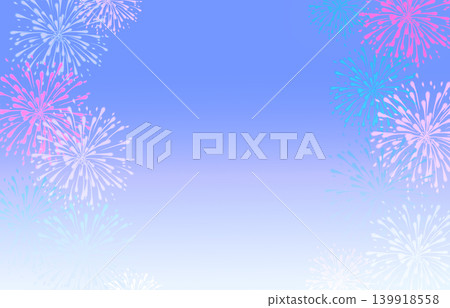 A cool blue gradient and a background frame featuring fireworks. A cool blue gradient and a background frame featuring fireworks. 139918558