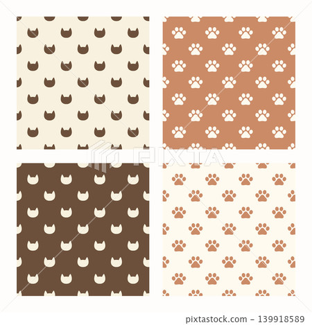 Butter cocoa cats seamless pattern set minimal cute repeat background Butter cocoa cats seamless pattern set minimal cute repeat background 139918589