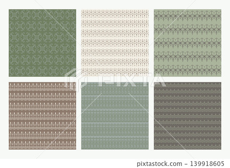 Scandinavian soft olive seamless pattern set neutral geometric eco collection 139918605