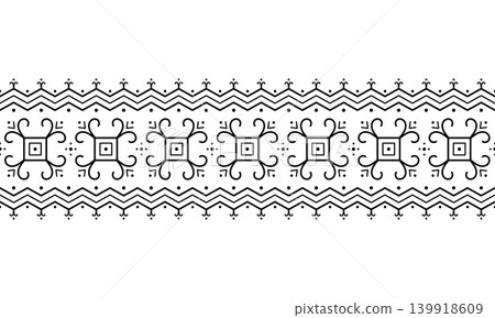 Seamless tribal tattoo bracelet border geometric ethnic ornament frame 139918609