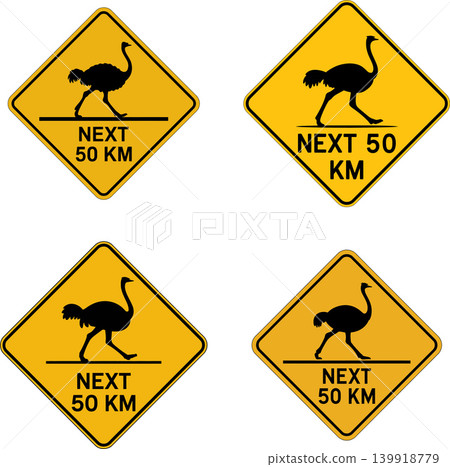 Ostrich Crossing Road Sign Wildlife Warning Traffic Symbol Vector Ostrich Crossing Road Sign Wildlife Warning Traffic Symbol Vector 139918779