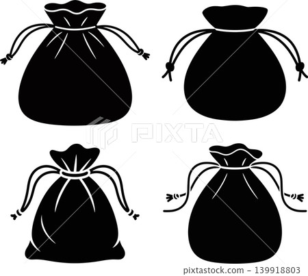 Set of Bag Silhouette Money Sack Pouch Vector Set of Bag Silhouette Money Sack Pouch Vector 139918803