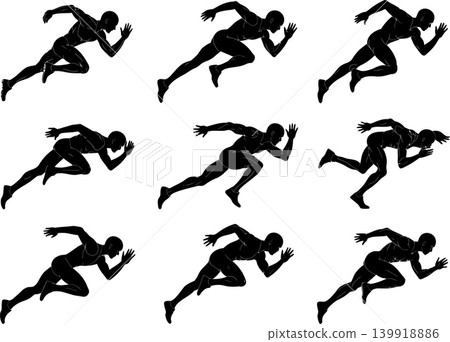 Set of Running Man Silhouette Vector Illustration Design 139918886