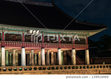 Seoul, South Korea - May. 14, 2026 : Magnificent night view of Gyeonghoeru Pavilion reflected in the pond during the spring night opening at Gyeongbokgung Palace, Seoul Seoul, South Korea - May. 14, 2026 : Magnificent night view of Gyeonghoeru Pavilion reflected in the pond during the spring night opening at Gyeongbokgung Palace, Seoul 139918989