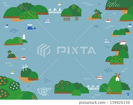 Landscape illustration of the sea and islands - background and frame material (landscape orientation) Landscape illustration of the sea and islands - background and frame material (landscape orientation) 139920150