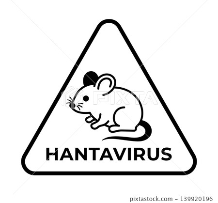 Hantavirus warning sign illustration with mouse inside yellow hazard triangle, rodent disease caution symbol for public health, contamination prevention, medical safety poster and infographic design Hantavirus warning sign illustration with mouse inside yellow hazard triangle, rodent disease caution symbol for public health, contamination prevention, medical safety poster and infographic design 139920196