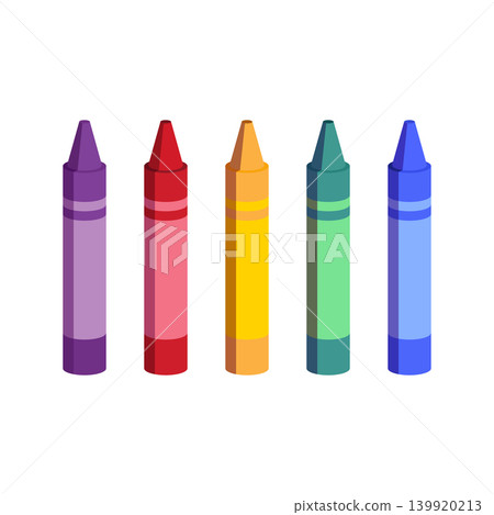 Colorful crayons set. Group of crayons isolated on white Background. Colorful crayons set. Group of crayons isolated on white Background. 139920213