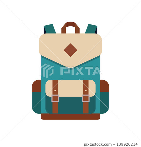 Cute School backpack flat style. Cute School backpack flat style. 139920214