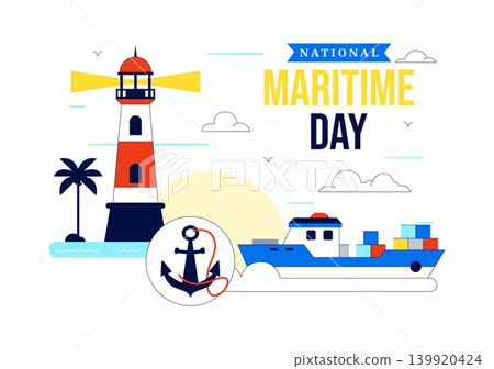 World Maritime Day Vector Illustration Featuring Lighthouse, Cargo Ship, Ocean Transport, Harbor Navigation and Marine Industry Design World Maritime Day Vector Illustration Featuring Lighthouse, Cargo Ship, Ocean Transport, Harbor Navigation and Marine Industry Design 139920424