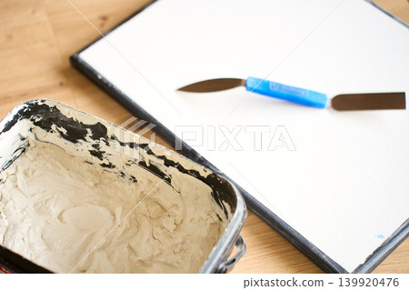 Art tools prepared for textured canvas artwork Art tools prepared for textured canvas artwork 139920476