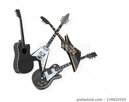 Set of electric acoustic guitars isolated on white background. Set of electric acoustic guitars isolated on white background. 139920593