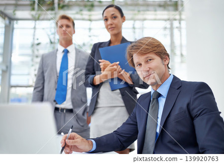Portrait, business people and teamwork with cooperation, project and planning with legal aid. Lawyer, accountant and professional network in an office and meeting with collaboration and partnership 139920763